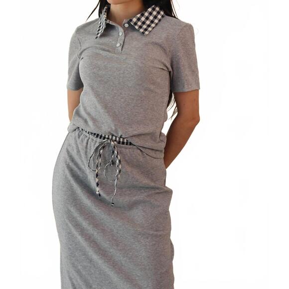NEW SUNDAYUP anna polo shirt and midi skirt set in grey - Picture 4 of 10